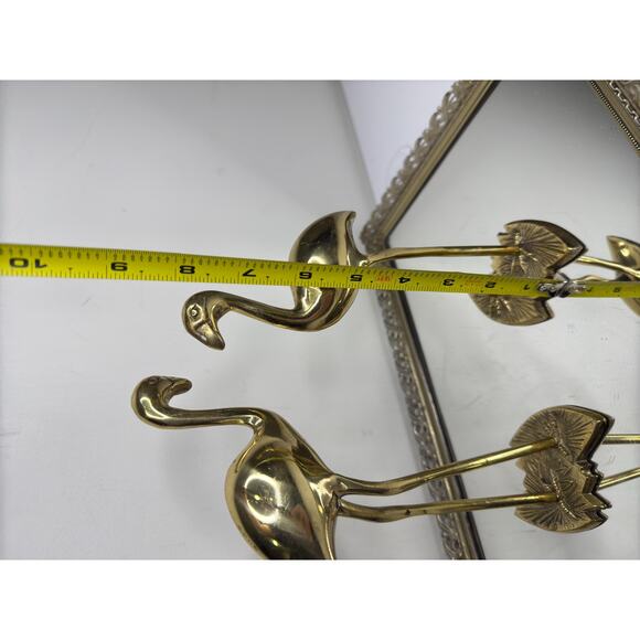 Rare Set of 2 brass flamingos - Netherlands, 1960 - yellow copper bird statues - Picture 5 of 9